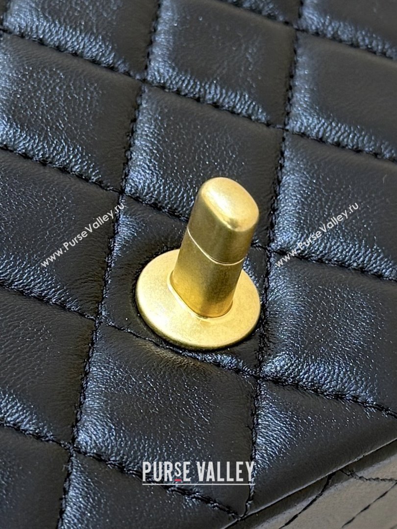 Chanel Shiny Lambskin Mini Flap Bag with CC Chain Black 2025 AS5759 Top Quality (SHUNY-25092310)