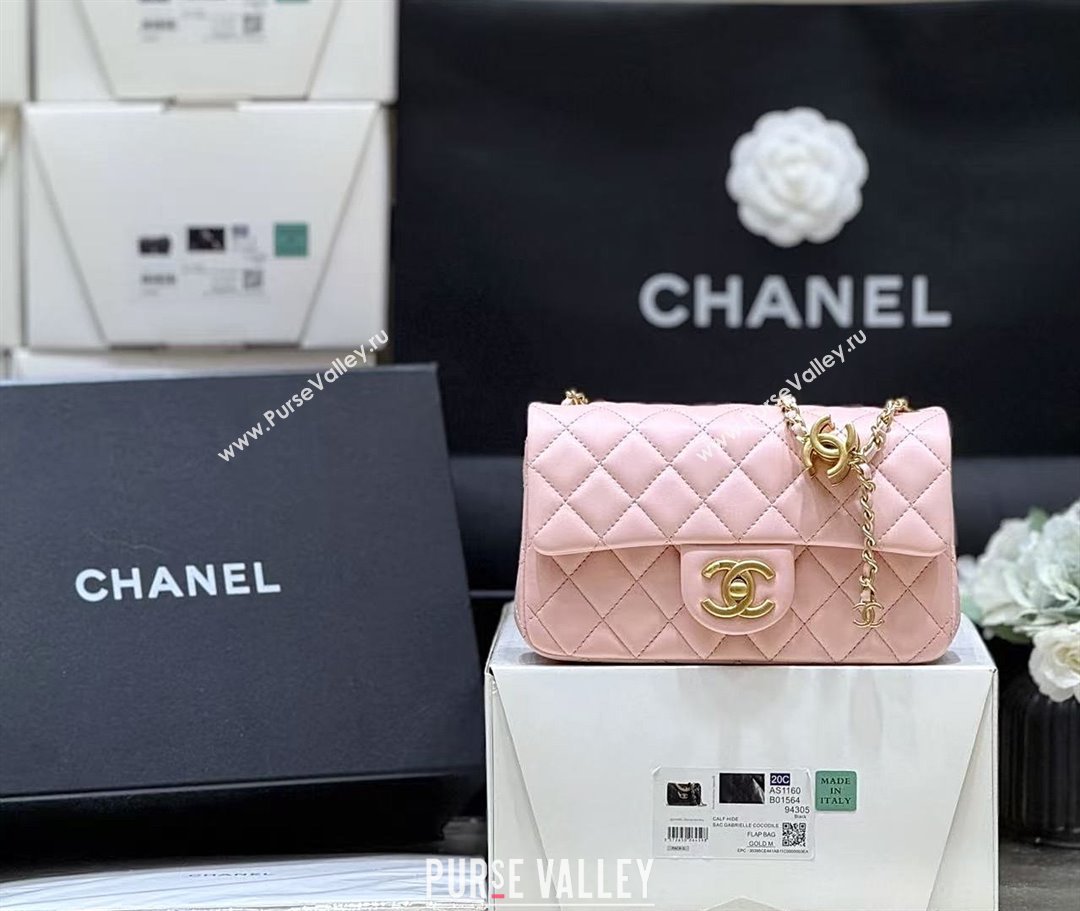 Chanel Shiny Lambskin Mini Flap Bag with CC Chain Pink 2025 AS5759 Top Quality (SHUNY-25092311)
