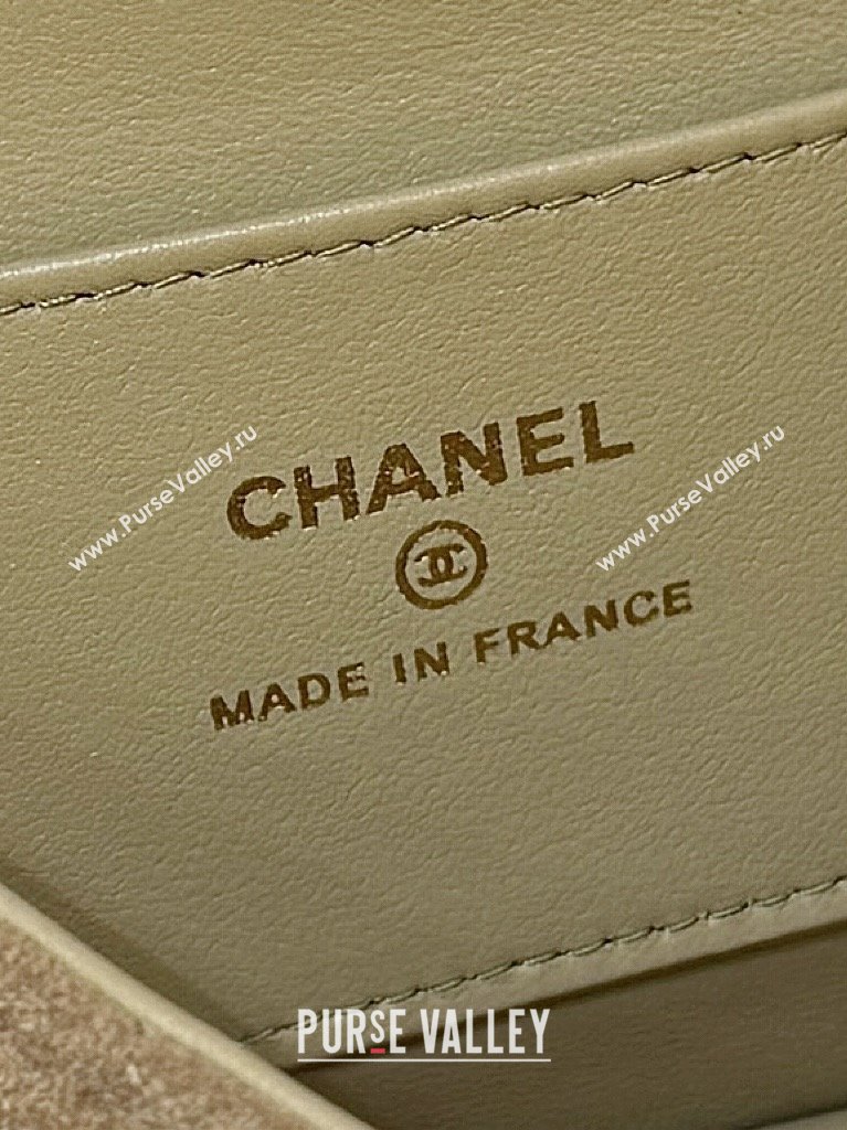 Chanel Suede Lambskin Phone Holder with Strap AP4677 Beige/Black 2025 Top Quality (SHUNY-25092301)