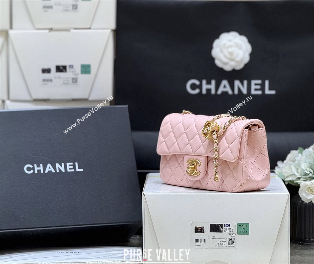 Chanel Shiny Lambskin Mini Flap Bag with CC Chain Pink 2025 AS5759 Top Quality (SHUNY-25092311)