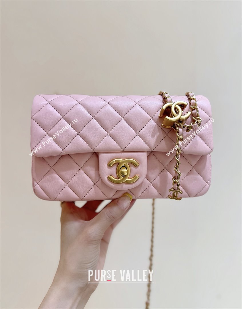 Chanel Shiny Lambskin Mini Flap Bag with CC Chain Pink 2025 AS5759 Top Quality (SHUNY-25092311)