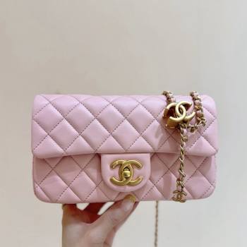 Chanel Shiny Lambskin Mini Flap Bag with CC Chain Pink 2025 AS5759 Top Quality (SHUNY-25092311)