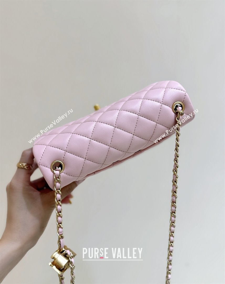 Chanel Shiny Lambskin Mini Flap Bag with CC Chain Pink 2025 AS5759 Top Quality (SHUNY-25092311)