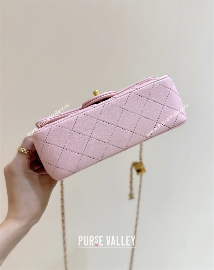 Chanel Shiny Lambskin Mini Flap Bag with CC Chain Pink 2025 AS5759 Top Quality (SHUNY-25092311)