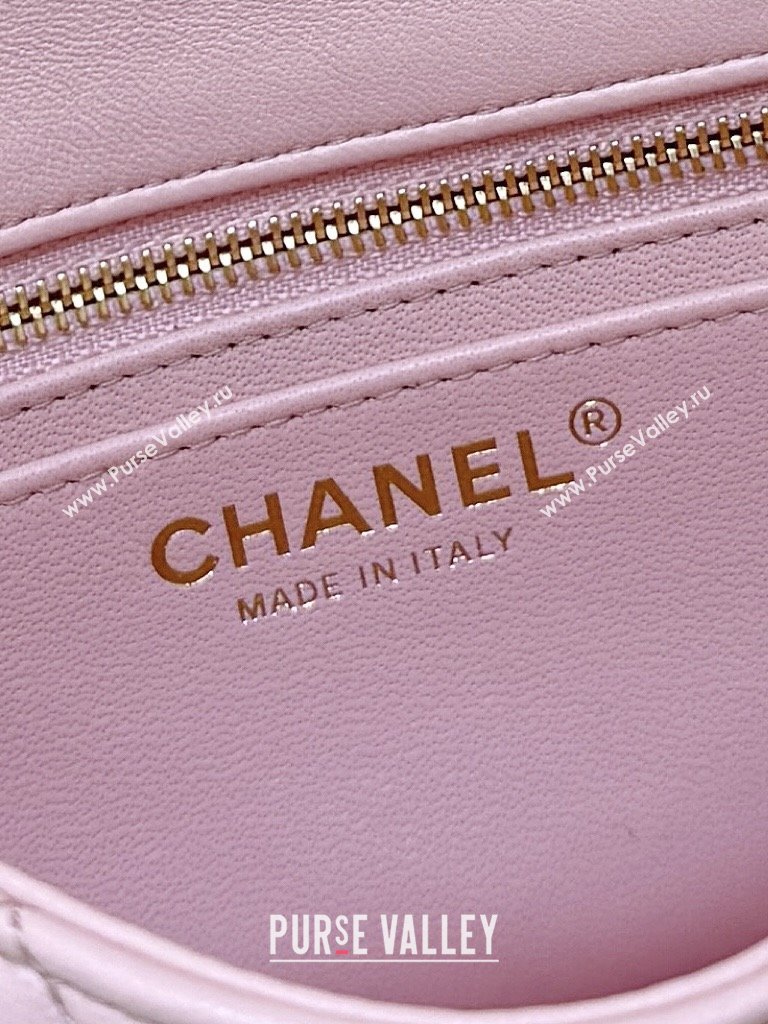 Chanel Shiny Lambskin Mini Flap Bag with CC Chain Pink 2025 AS5759 Top Quality (SHUNY-25092311)