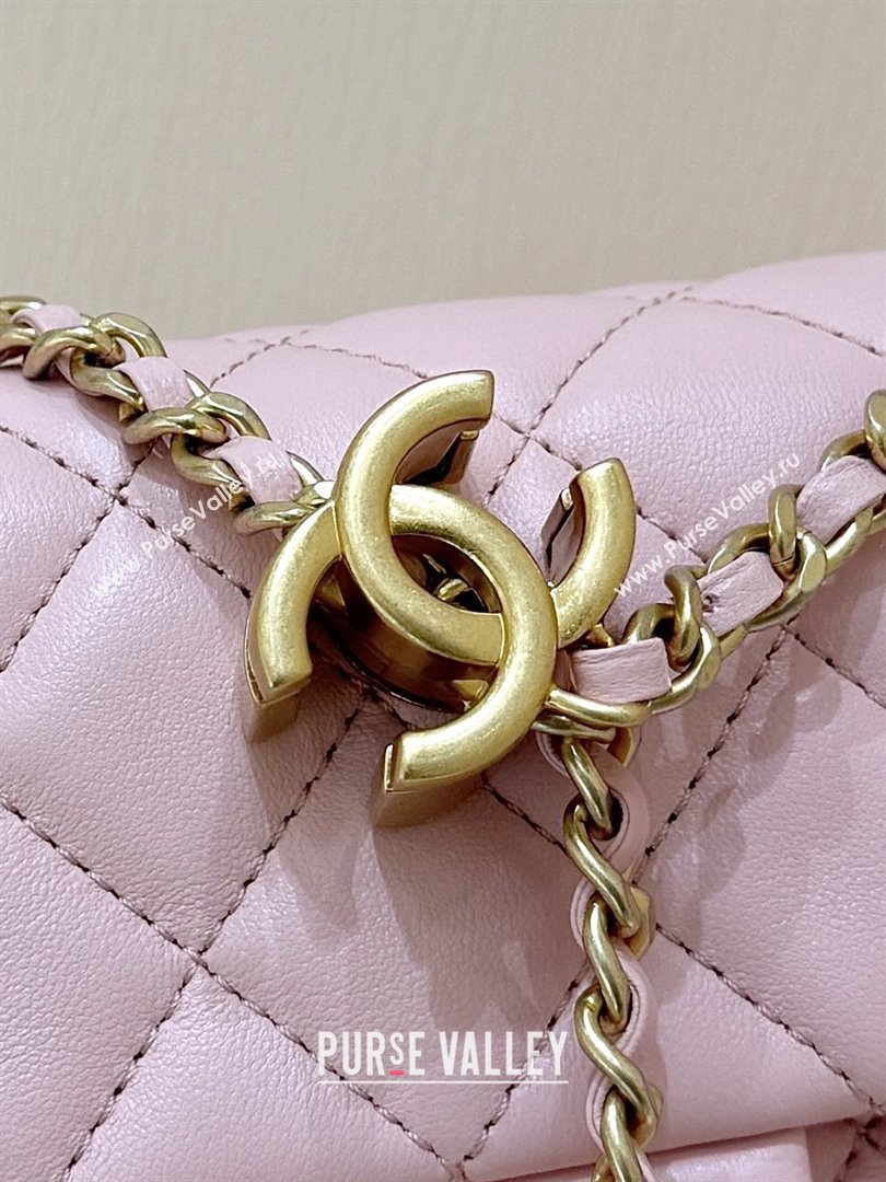 Chanel Shiny Lambskin Mini Flap Bag with CC Chain Pink 2025 AS5759 Top Quality (SHUNY-25092311)