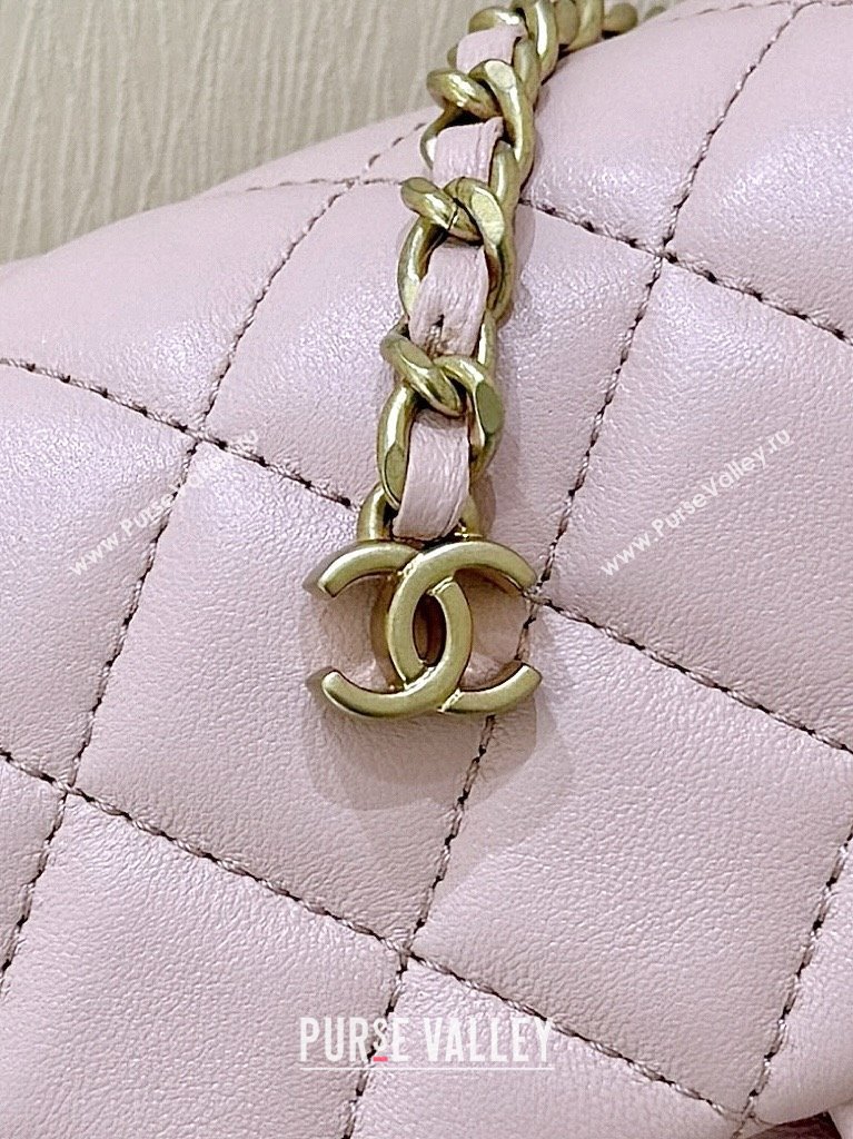 Chanel Shiny Lambskin Mini Flap Bag with CC Chain Pink 2025 AS5759 Top Quality (SHUNY-25092311)