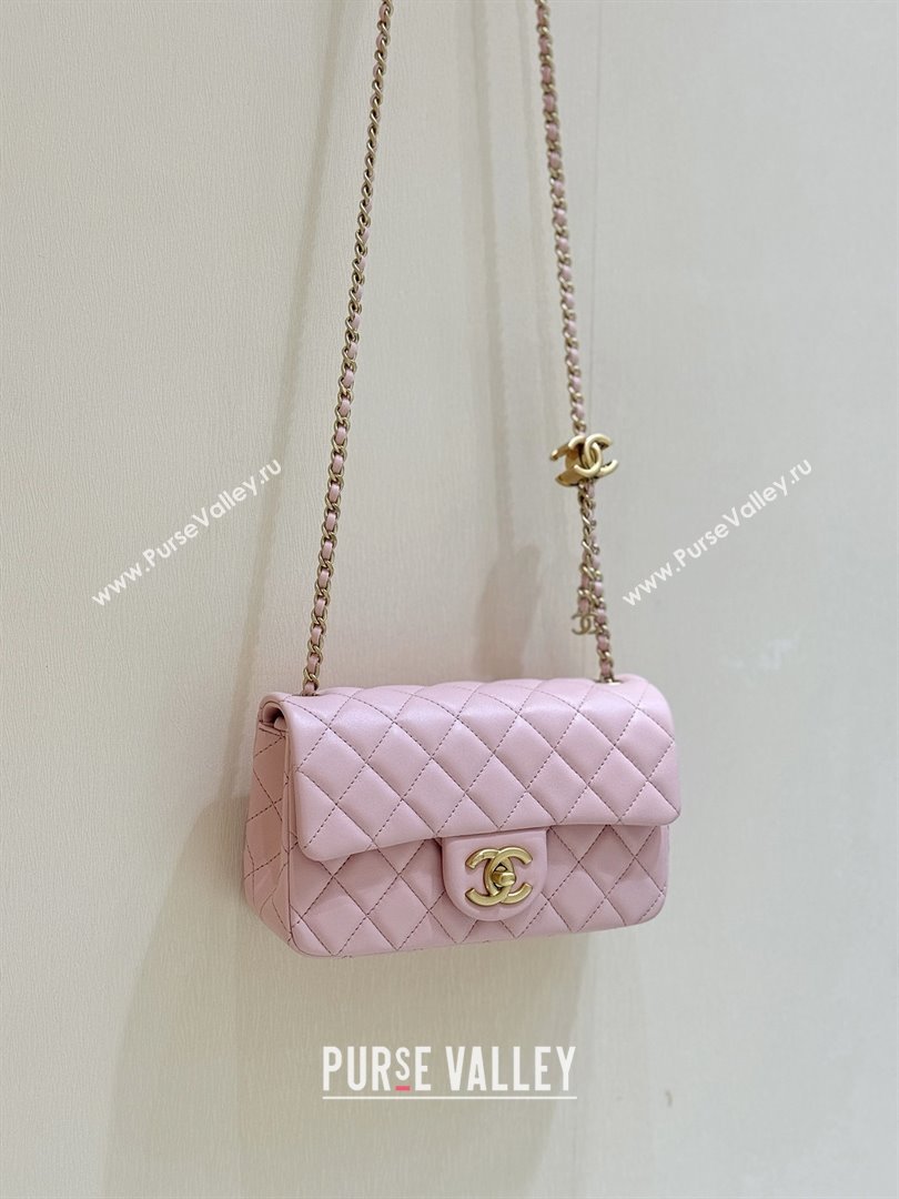 Chanel Shiny Lambskin Mini Flap Bag with CC Chain Pink 2025 AS5759 Top Quality (SHUNY-25092311)