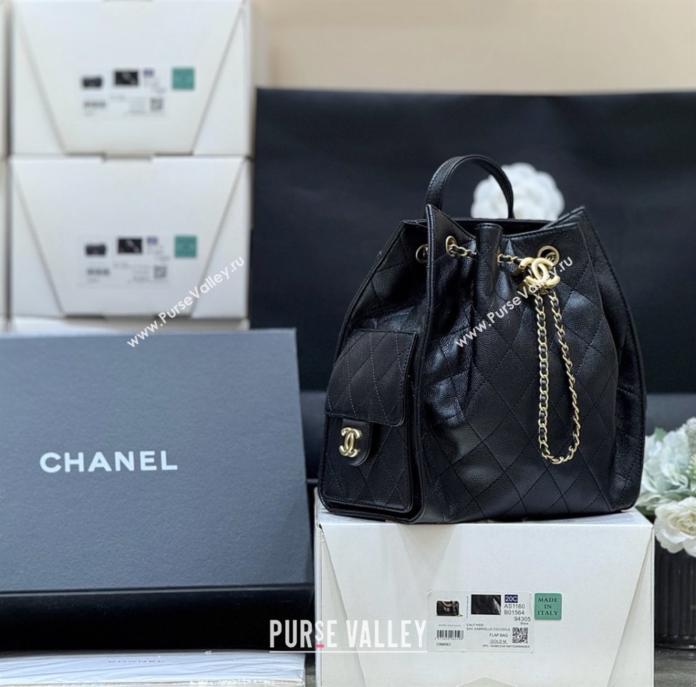 Chanel Grained Calfskin 25 Medium Backpack Bag AS5600 Black 2025 Top Quality (SHUNY-25092312)