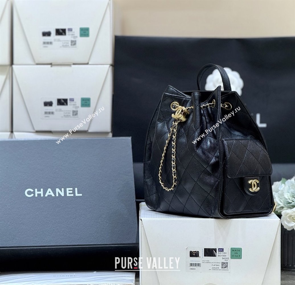 Chanel Grained Calfskin 25 Medium Backpack Bag AS5600 Black 2025 Top Quality (SHUNY-25092312)