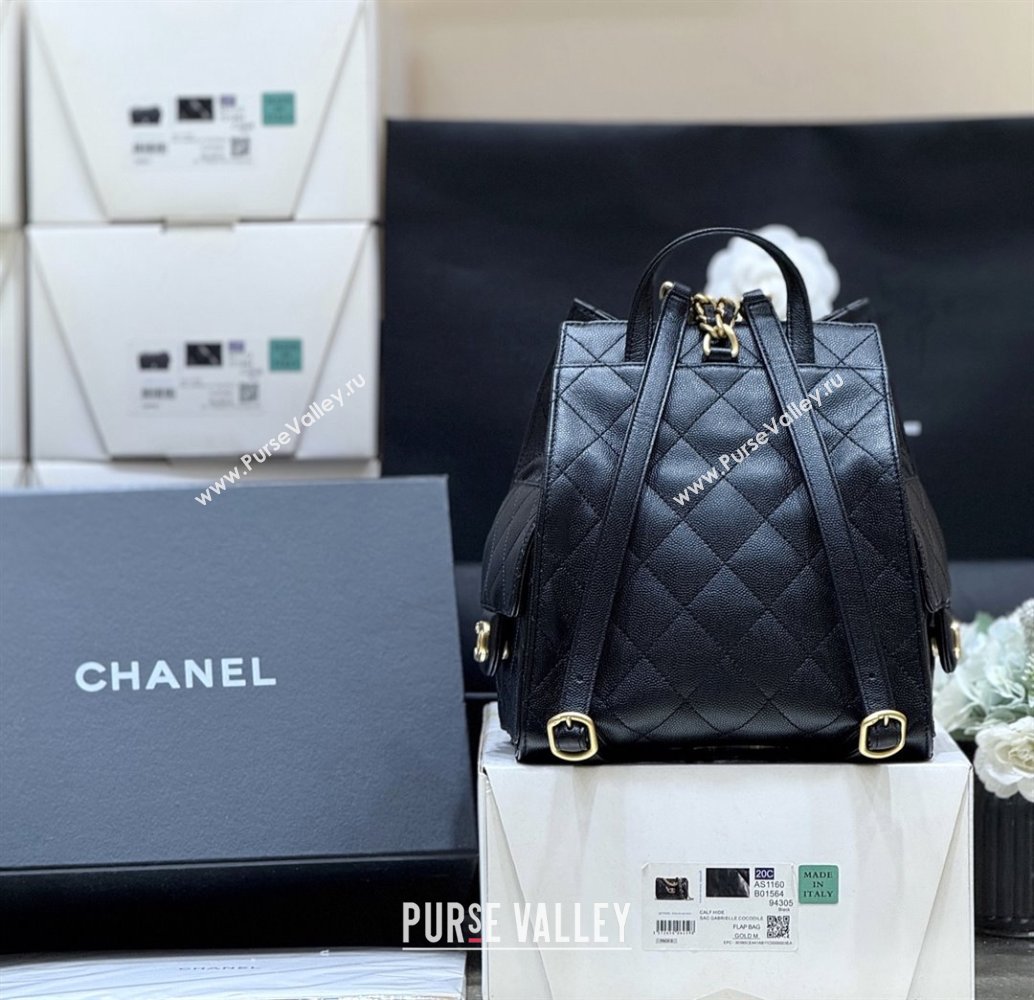 Chanel Grained Calfskin 25 Medium Backpack Bag AS5600 Black 2025 Top Quality (SHUNY-25092312)
