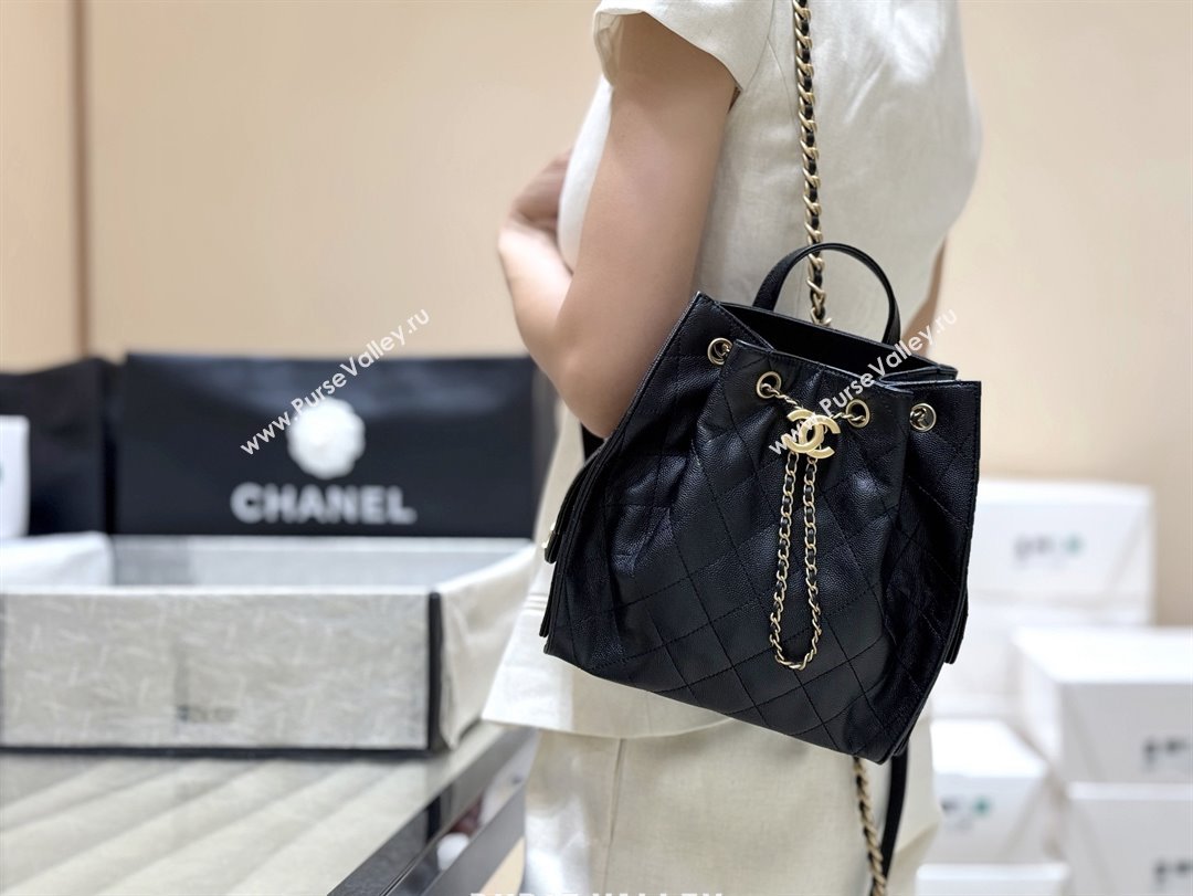 Chanel Grained Calfskin 25 Medium Backpack Bag AS5600 Black 2025 Top Quality (SHUNY-25092312)