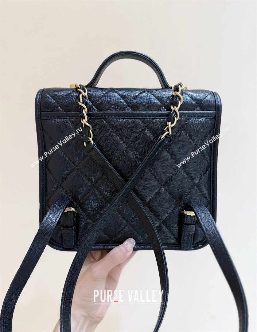 Chanel Grained Shiny Calfskin Backpack Black 2025 AS5715 Top Quality (SHUNY-25092313)