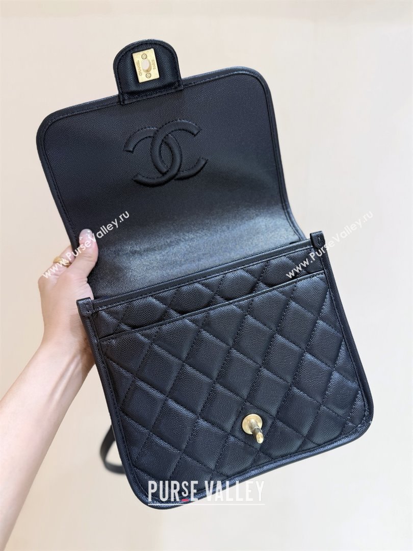 Chanel Grained Shiny Calfskin Backpack Black 2025 AS5715 Top Quality (SHUNY-25092313)