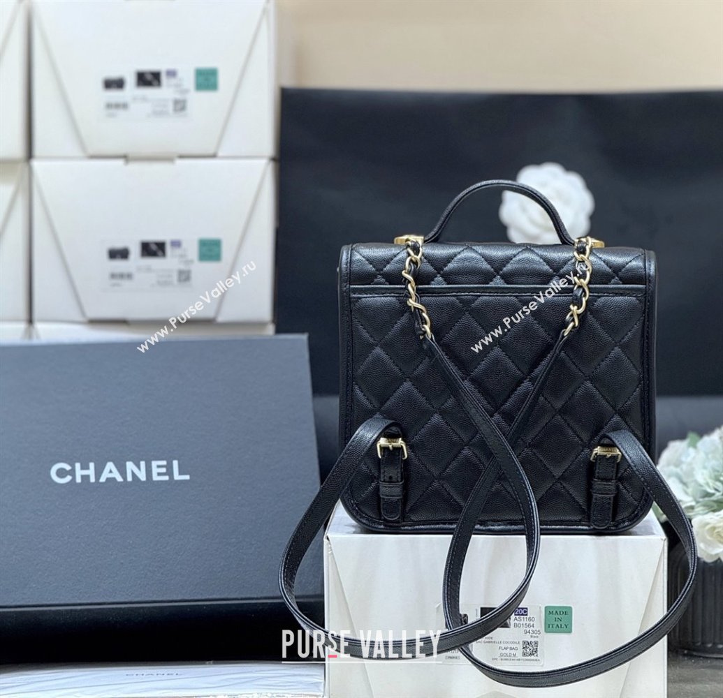 Chanel Grained Shiny Calfskin Backpack Black 2025 AS5715 Top Quality (SHUNY-25092313)