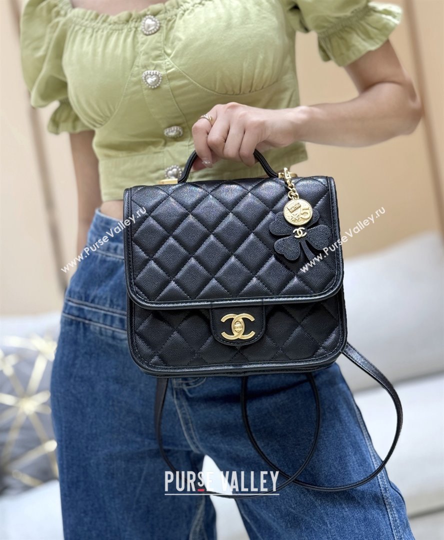Chanel Grained Shiny Calfskin Backpack Black 2025 AS5715 Top Quality (SHUNY-25092313)