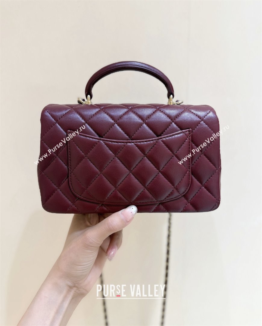 Chanel Coco Lambskin Mini Flap Bag with Top Handle Burgundy 2025 AS2431 Top Quality (SHUNY-25092314)