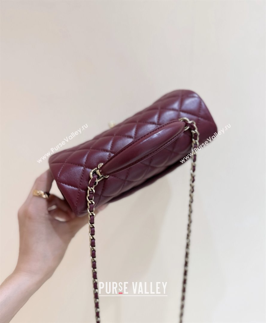 Chanel Coco Lambskin Mini Flap Bag with Top Handle Burgundy 2025 AS2431 Top Quality (SHUNY-25092314)