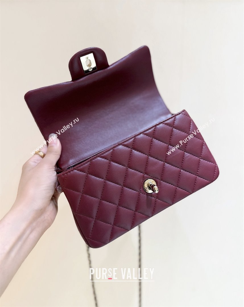 Chanel Coco Lambskin Mini Flap Bag with Top Handle Burgundy 2025 AS2431 Top Quality (SHUNY-25092314)