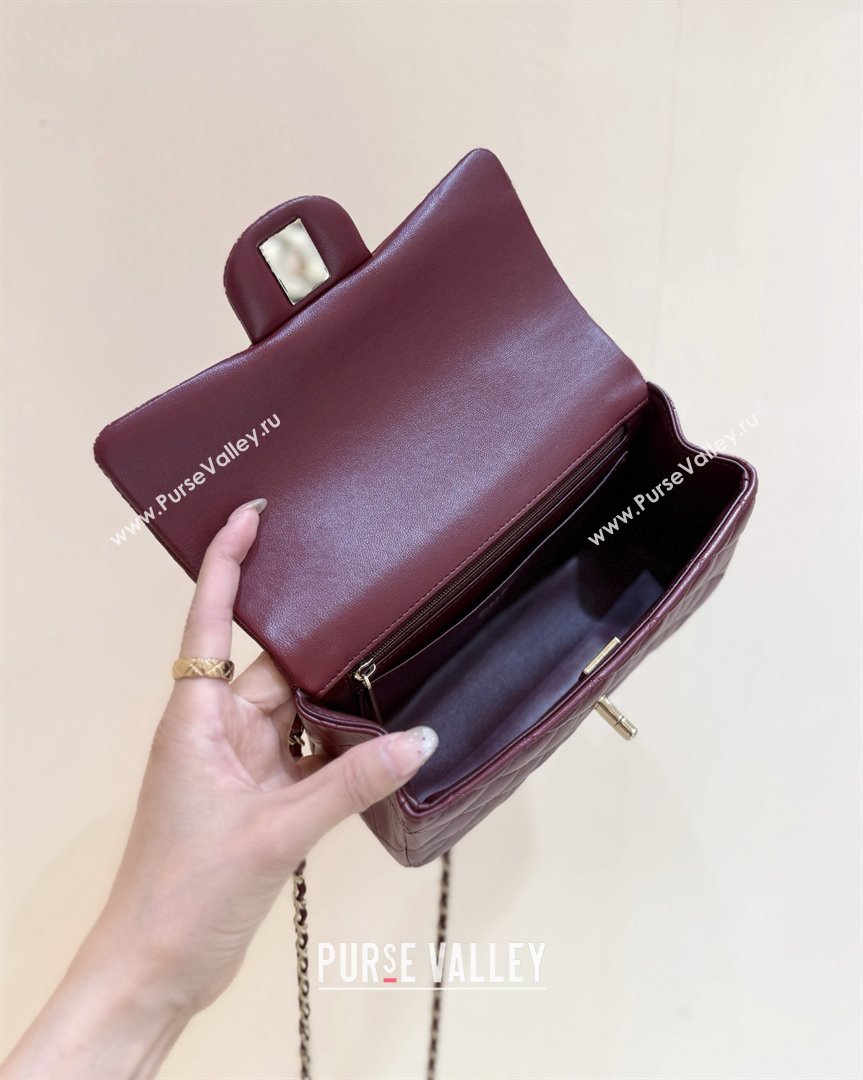 Chanel Coco Lambskin Mini Flap Bag with Top Handle Burgundy 2025 AS2431 Top Quality (SHUNY-25092314)