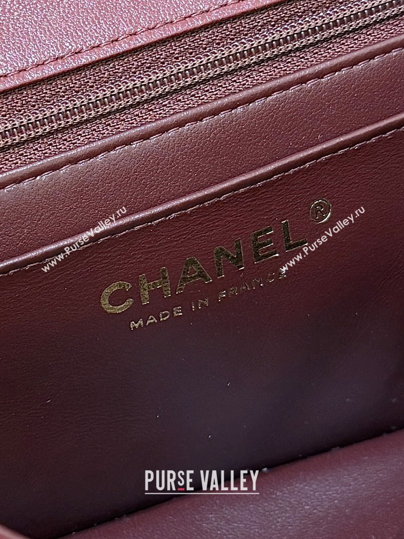 Chanel Coco Lambskin Mini Flap Bag with Top Handle Burgundy 2025 AS2431 Top Quality (SHUNY-25092314)