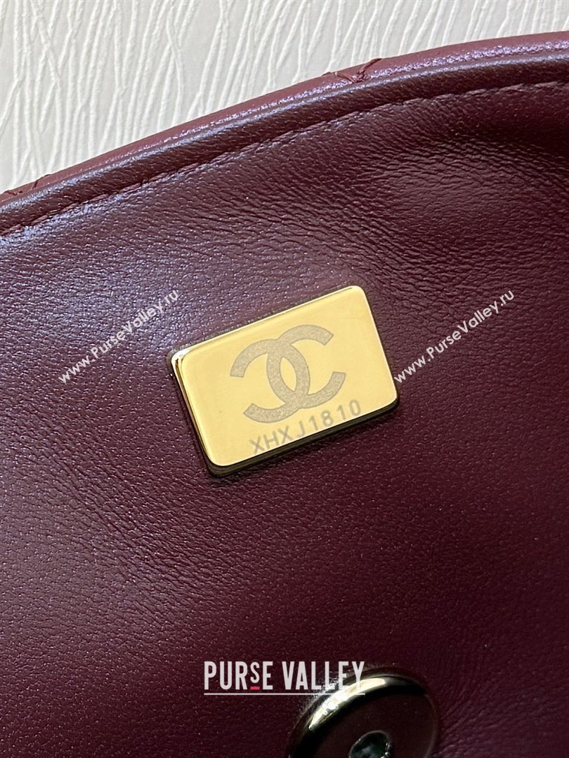 Chanel Coco Lambskin Mini Flap Bag with Top Handle Burgundy 2025 AS2431 Top Quality (SHUNY-25092314)