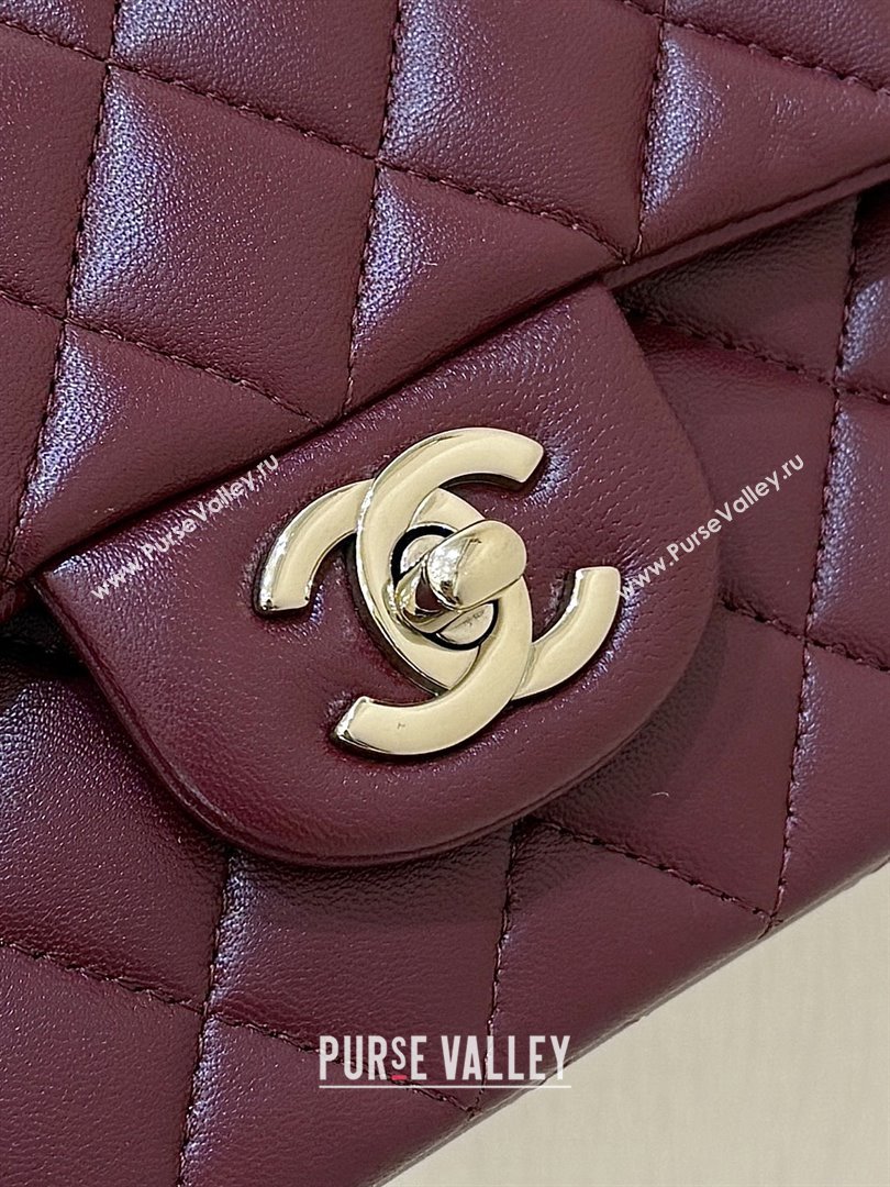 Chanel Coco Lambskin Mini Flap Bag with Top Handle Burgundy 2025 AS2431 Top Quality (SHUNY-25092314)
