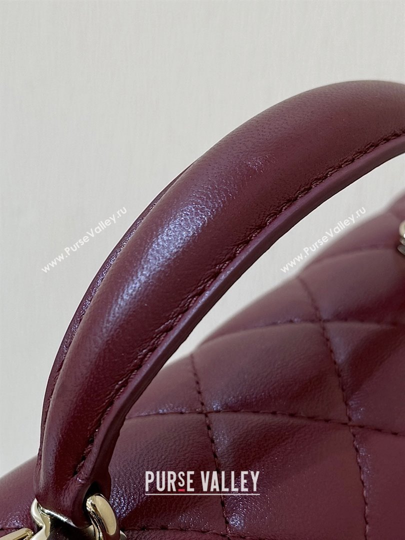 Chanel Coco Lambskin Mini Flap Bag with Top Handle Burgundy 2025 AS2431 Top Quality (SHUNY-25092314)