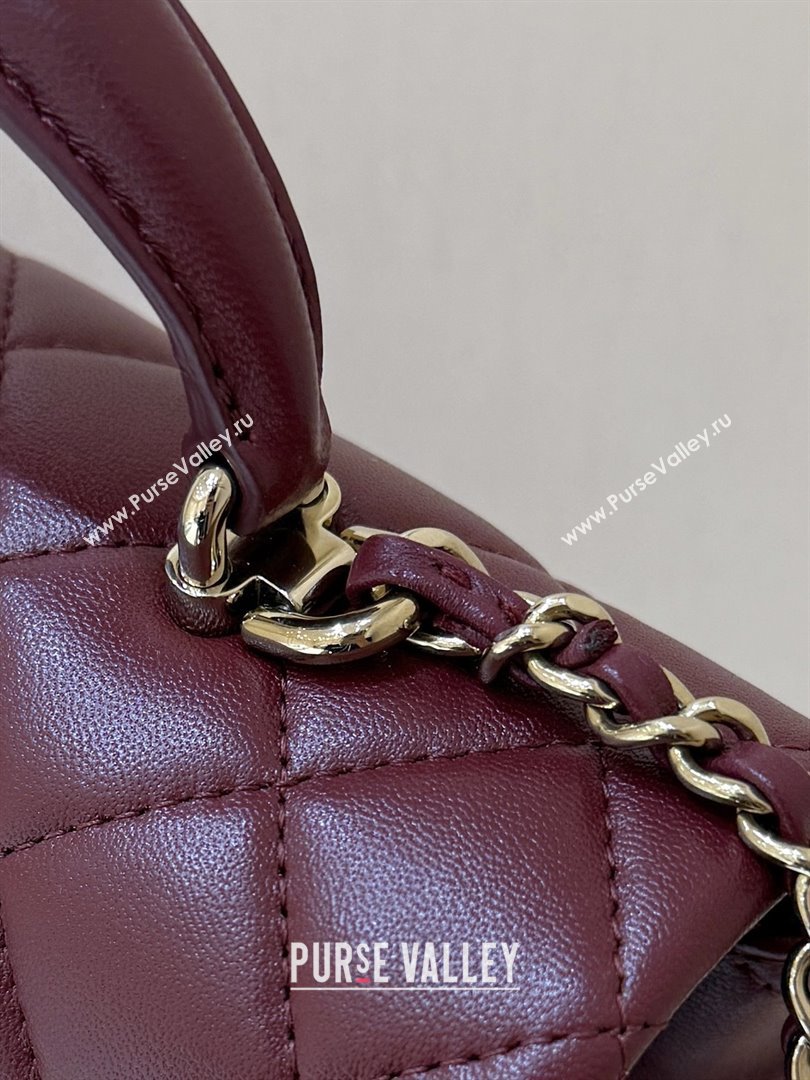 Chanel Coco Lambskin Mini Flap Bag with Top Handle Burgundy 2025 AS2431 Top Quality (SHUNY-25092314)