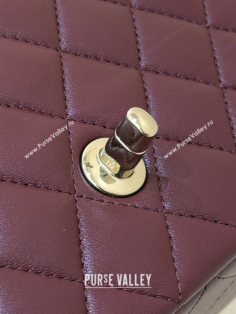 Chanel Coco Lambskin Mini Flap Bag with Top Handle Burgundy 2025 AS2431 Top Quality (SHUNY-25092314)