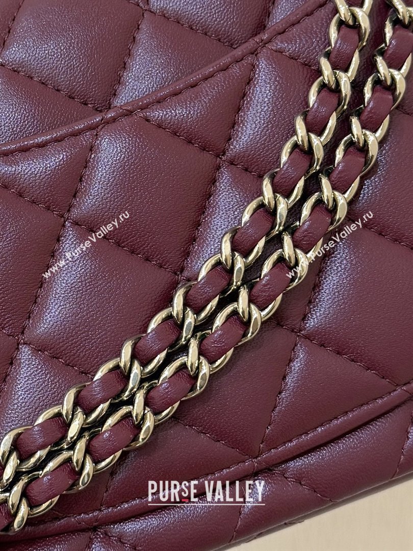 Chanel Coco Lambskin Mini Flap Bag with Top Handle Burgundy 2025 AS2431 Top Quality (SHUNY-25092314)