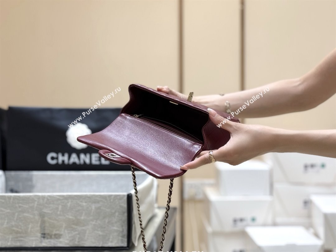 Chanel Coco Lambskin Mini Flap Bag with Top Handle Burgundy 2025 AS2431 Top Quality (SHUNY-25092314)