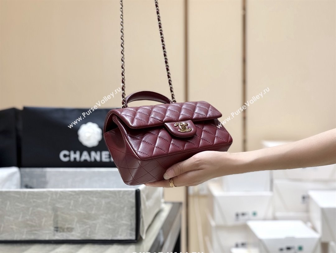 Chanel Coco Lambskin Mini Flap Bag with Top Handle Burgundy 2025 AS2431 Top Quality (SHUNY-25092314)