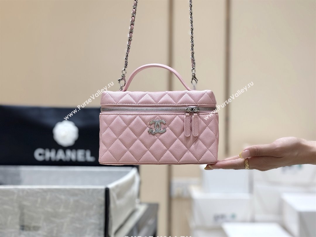 Chanel Shiny Grained Calfskin Vanity with Chain and Star AP4854 Pink 2025 Top Quality (SHUNY-25092315)