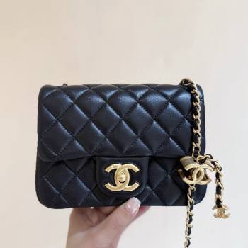 Chanel Shiny Lambskin Mini Square Flap Bag with CC Chain Black 2025 AS5758 Top Quality (SHUNY-25092308)