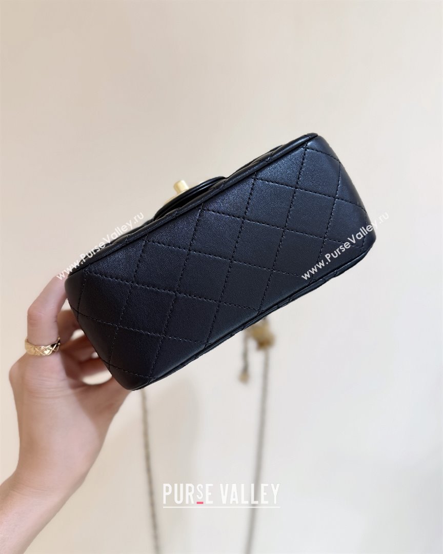 Chanel Shiny Lambskin Mini Square Flap Bag with CC Chain Black 2025 AS5758 Top Quality (SHUNY-25092308)