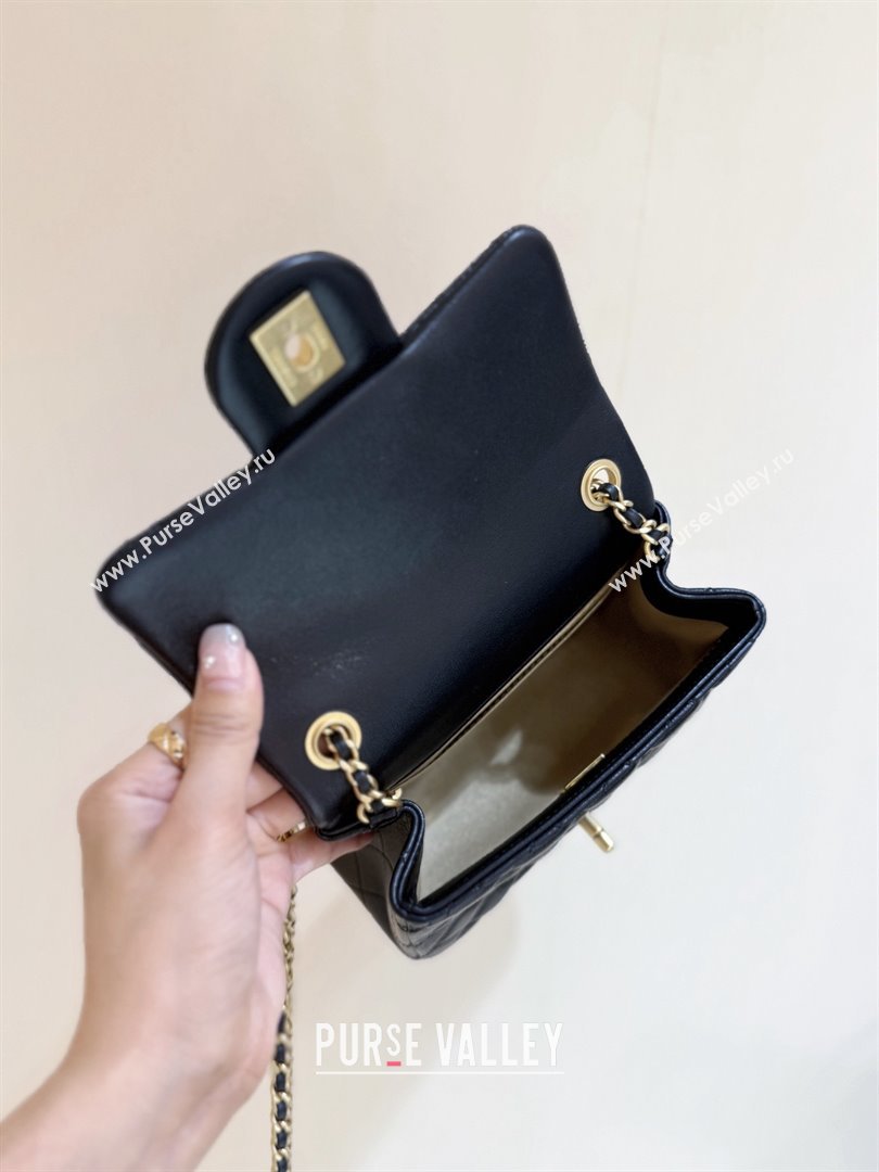 Chanel Shiny Lambskin Mini Square Flap Bag with CC Chain Black 2025 AS5758 Top Quality (SHUNY-25092308)