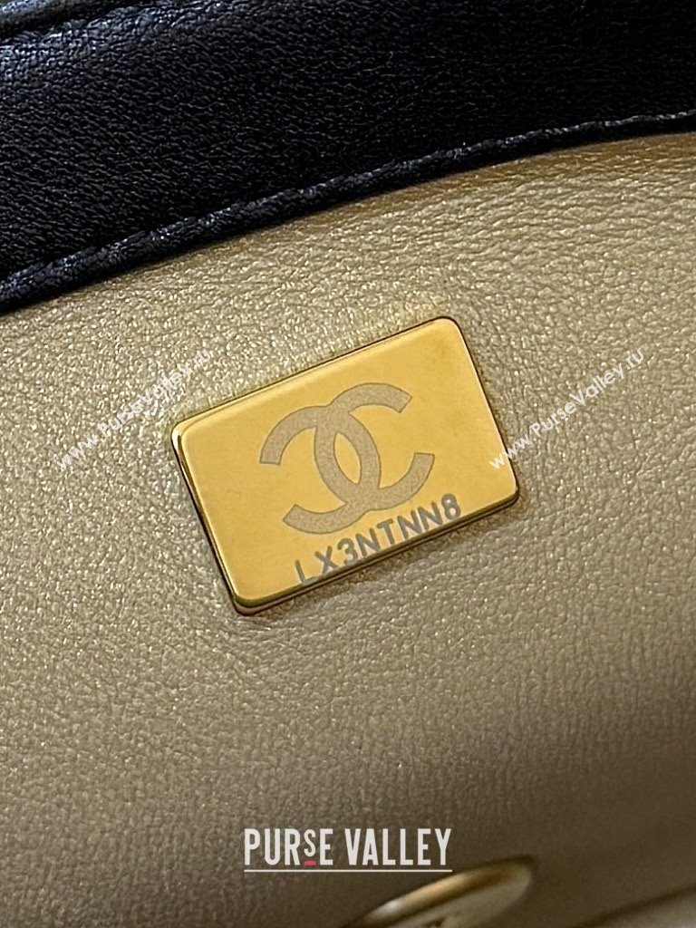 Chanel Shiny Lambskin Mini Square Flap Bag with CC Chain Black 2025 AS5758 Top Quality (SHUNY-25092308)