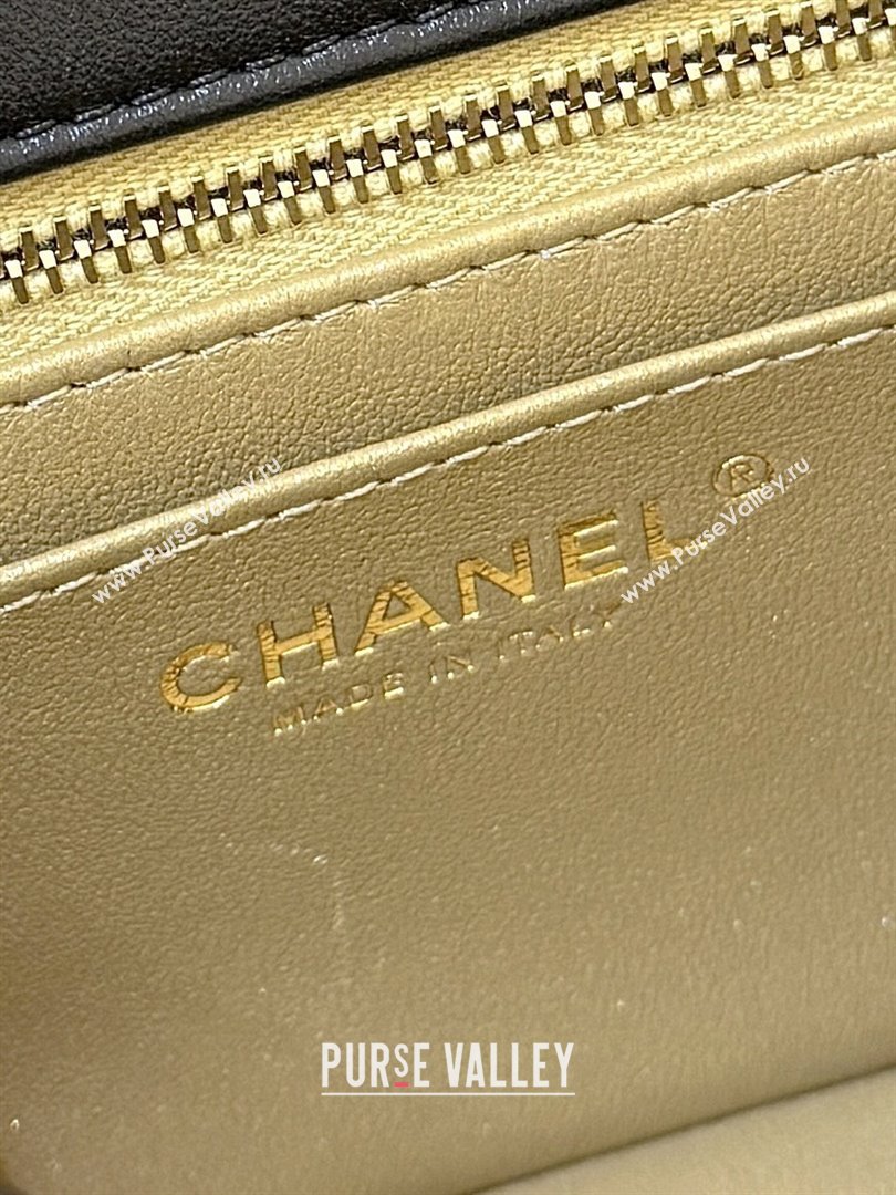 Chanel Shiny Lambskin Mini Square Flap Bag with CC Chain Black 2025 AS5758 Top Quality (SHUNY-25092308)