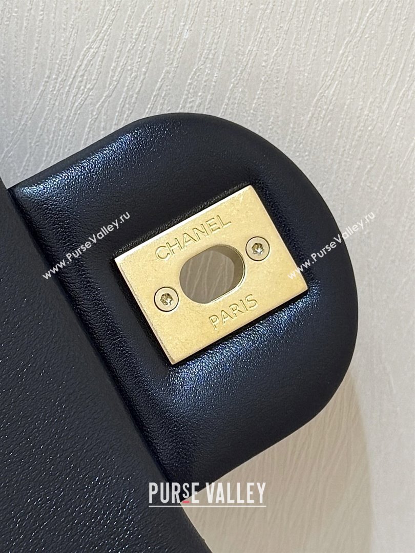 Chanel Shiny Lambskin Mini Square Flap Bag with CC Chain Black 2025 AS5758 Top Quality (SHUNY-25092308)