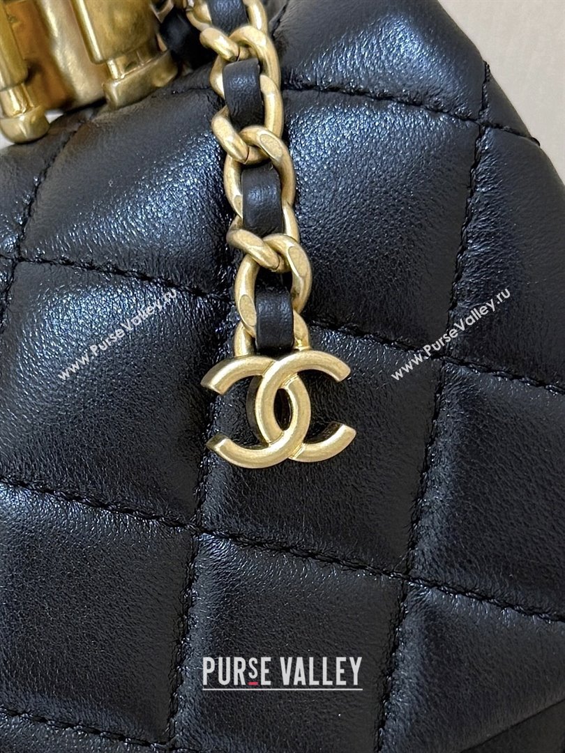 Chanel Shiny Lambskin Mini Square Flap Bag with CC Chain Black 2025 AS5758 Top Quality (SHUNY-25092308)