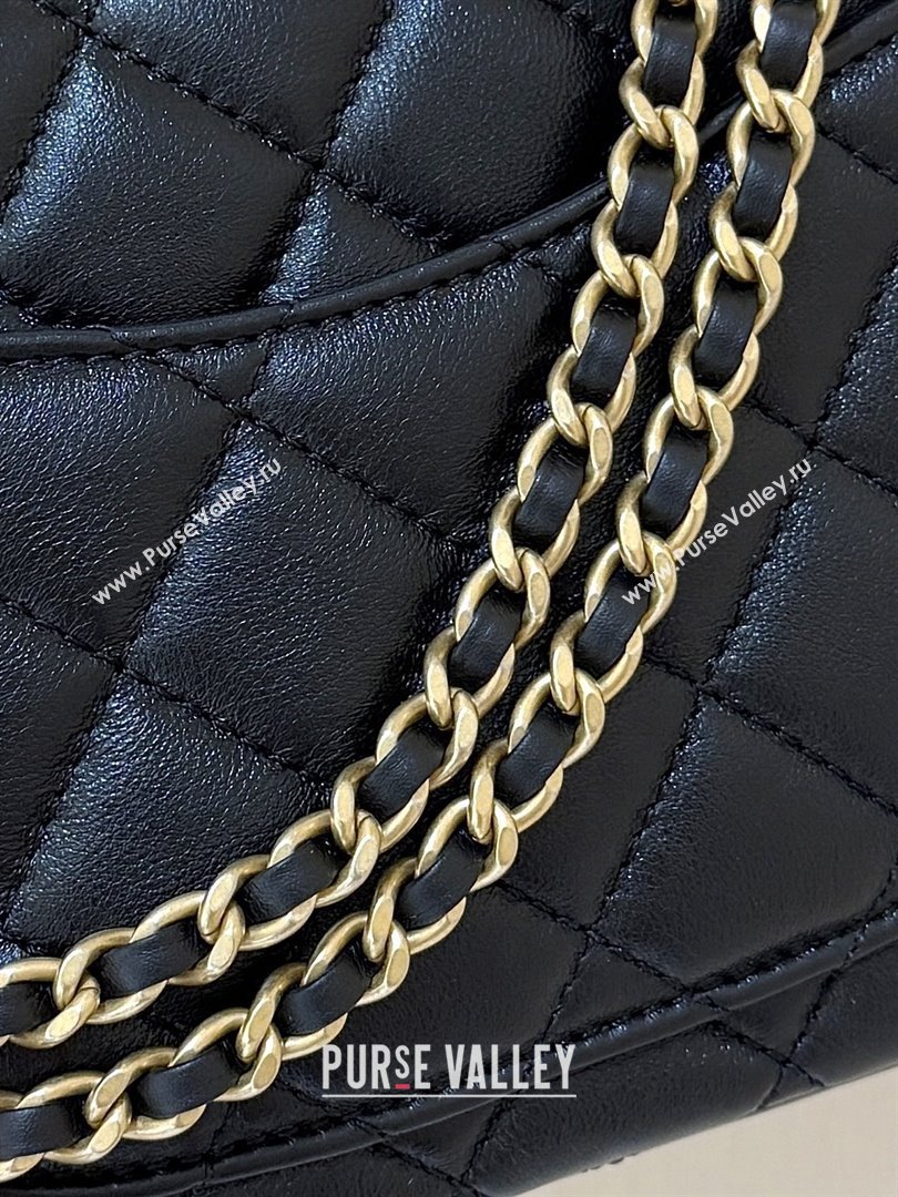Chanel Shiny Lambskin Mini Square Flap Bag with CC Chain Black 2025 AS5758 Top Quality (SHUNY-25092308)