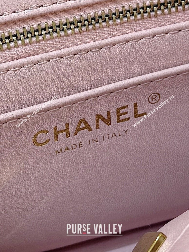 Chanel Shiny Lambskin Mini Square Flap Bag with CC Chain Pink 2025 AS5758 Top Quality (SHUNY-25092309)