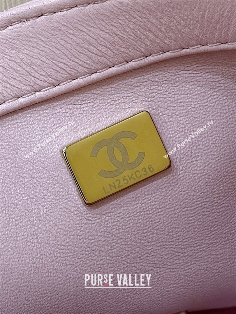 Chanel Shiny Lambskin Mini Square Flap Bag with CC Chain Pink 2025 AS5758 Top Quality (SHUNY-25092309)