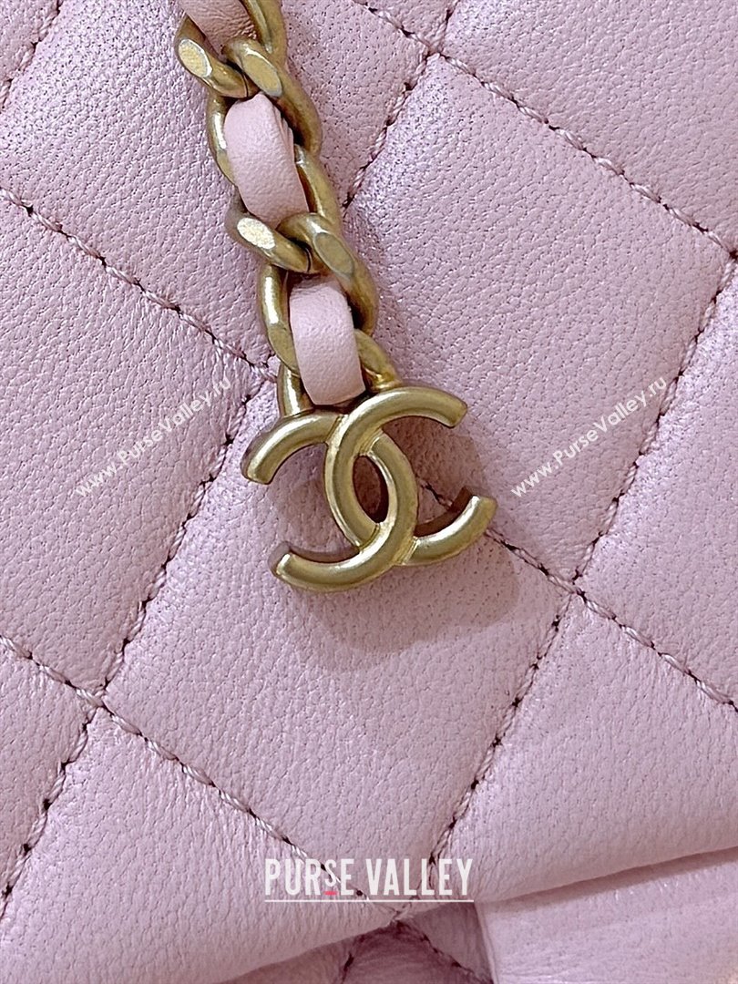 Chanel Shiny Lambskin Mini Square Flap Bag with CC Chain Pink 2025 AS5758 Top Quality (SHUNY-25092309)