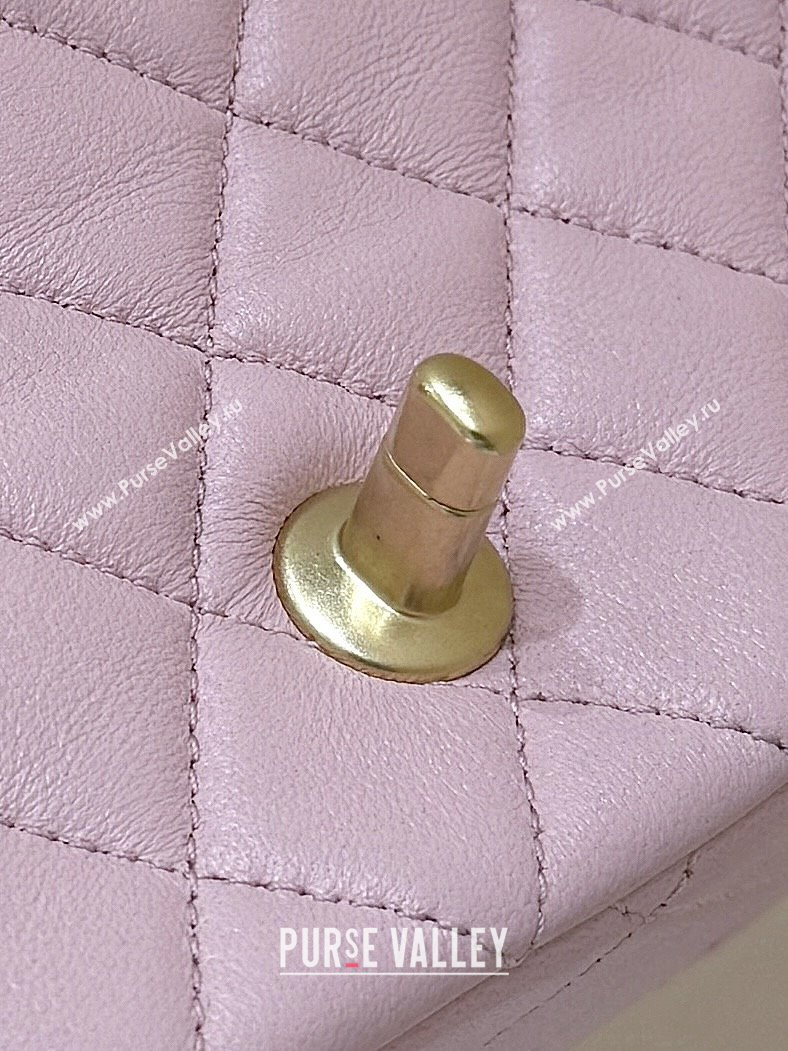 Chanel Shiny Lambskin Mini Square Flap Bag with CC Chain Pink 2025 AS5758 Top Quality (SHUNY-25092309)