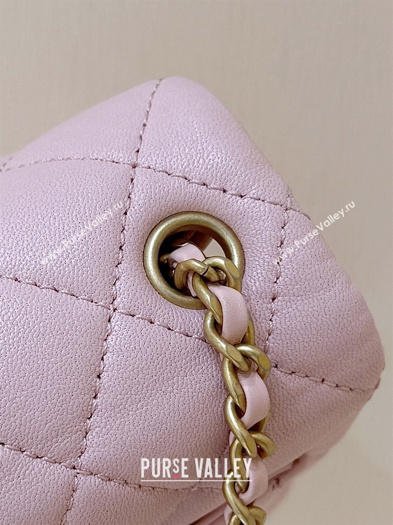 Chanel Shiny Lambskin Mini Square Flap Bag with CC Chain Pink 2025 AS5758 Top Quality (SHUNY-25092309)