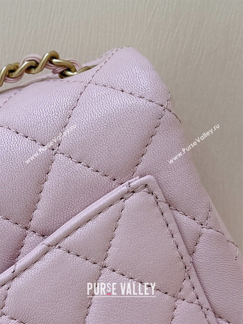 Chanel Shiny Lambskin Mini Square Flap Bag with CC Chain Pink 2025 AS5758 Top Quality (SHUNY-25092309)
