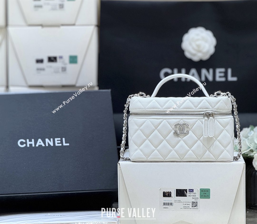 Chanel Shiny Grained Calfskin Vanity with Chain and Star AP4854 White 2025 Top Quality (SHUNY-25092316)