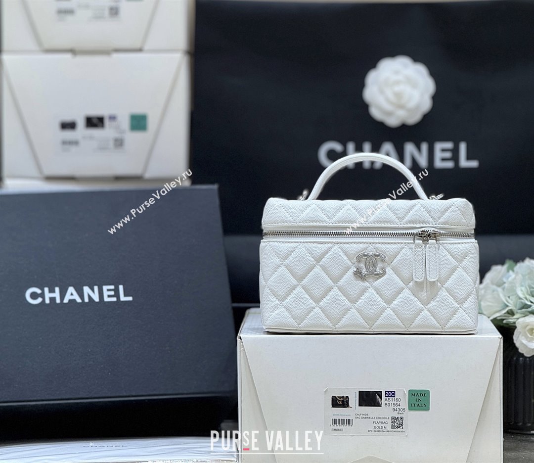 Chanel Shiny Grained Calfskin Vanity with Chain and Star AP4854 White 2025 Top Quality (SHUNY-25092316)